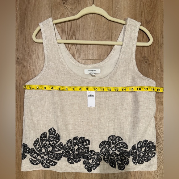 Banana republic factory linen blend embroidered scoop neck boxy sleeveless top - Picture 5 of 10